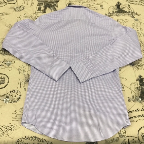 David Donahue Lilac Plaid Dress Shirt - Picture 4 of 8